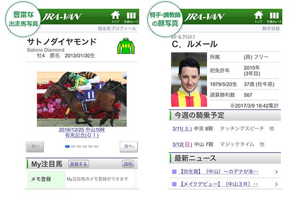 JRA-VAN スマホアプリ 特長1