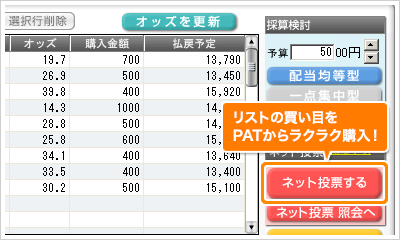 馬券購入はワンタッチ!