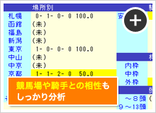 競馬場別・騎手との相性・クラス別など